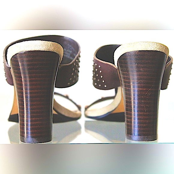 CALVIN KLEIN HIGH HEEL SANDAL BROWN CORAL 8 1/2 NEW Y2K - Picture 3 of 8